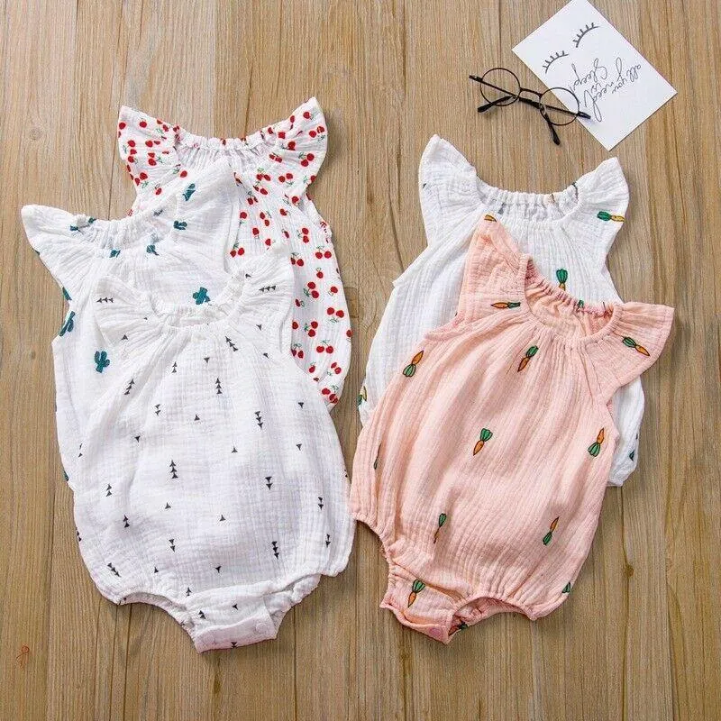 0-24 M Newborn Baby Girls Summer Bodysuit