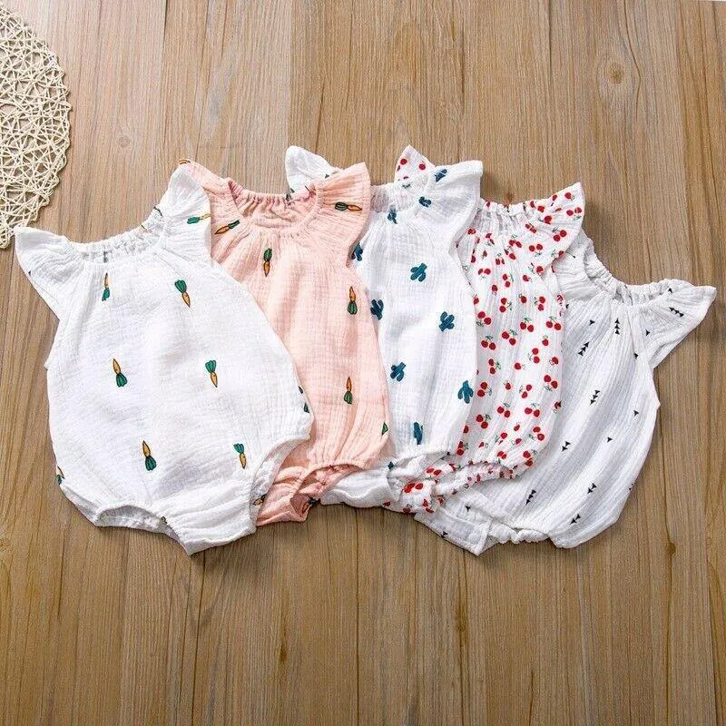 0-24 M Newborn Baby Girls Summer Bodysuit