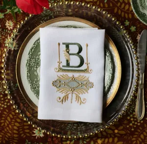 #001 | Royal embroidered monogram | Personalized | Linen napkins