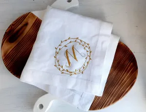 #044 | Gold leaf circles | Personalized | Linen napkins