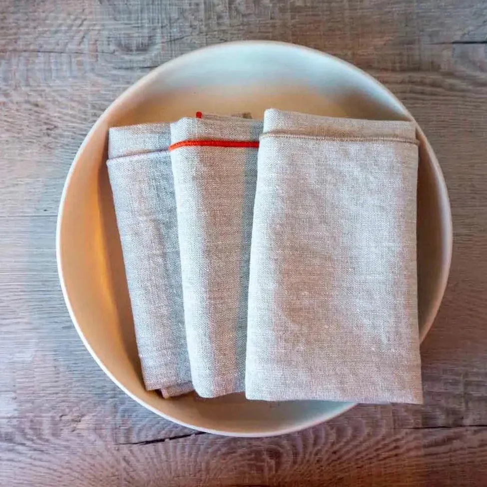 100% Linen Neutral Tangerine Cloth Napkin, Set of 2