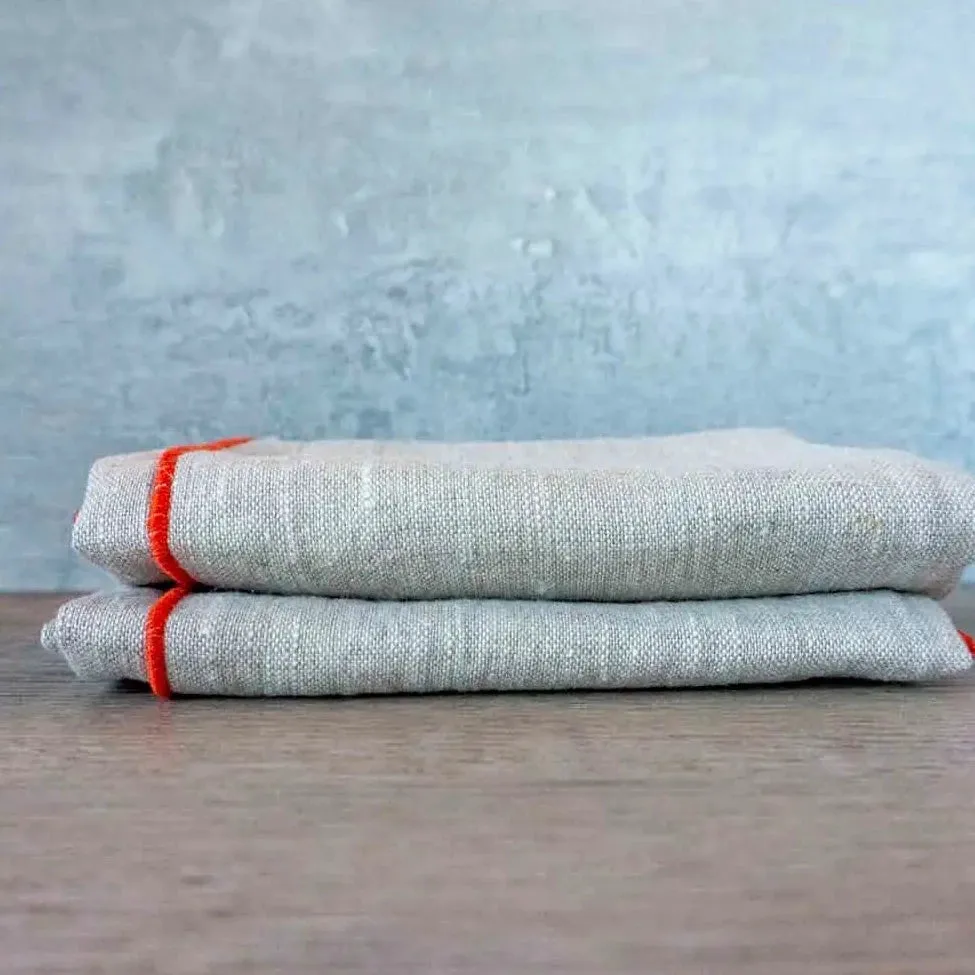 100% Linen Neutral Tangerine Cloth Napkin, Set of 2