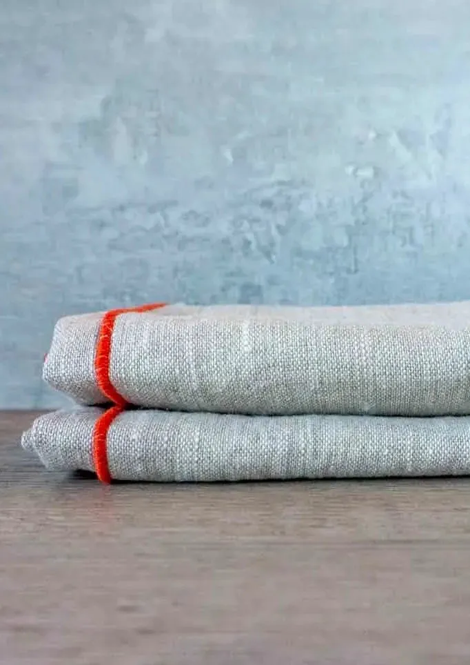 100% Linen Neutral Tangerine Cloth Napkin, Set of 2