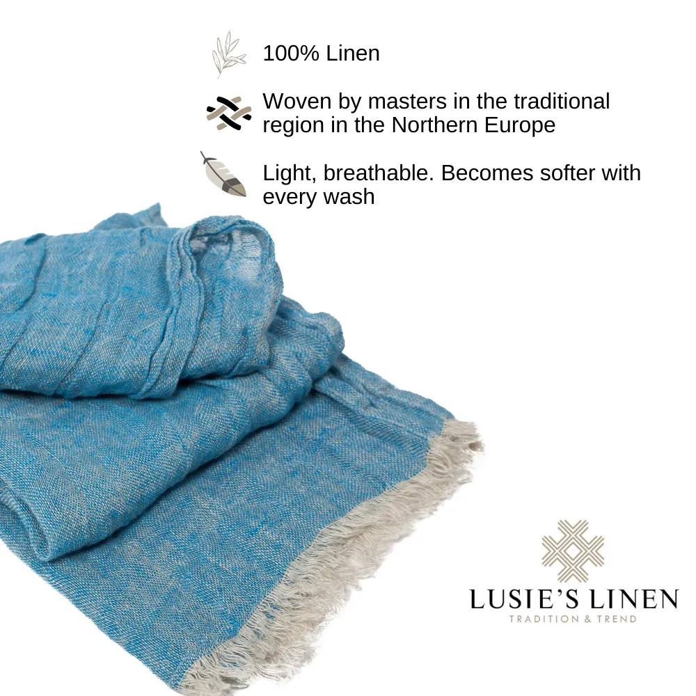 100% Linen Scarf - Grayish Blue