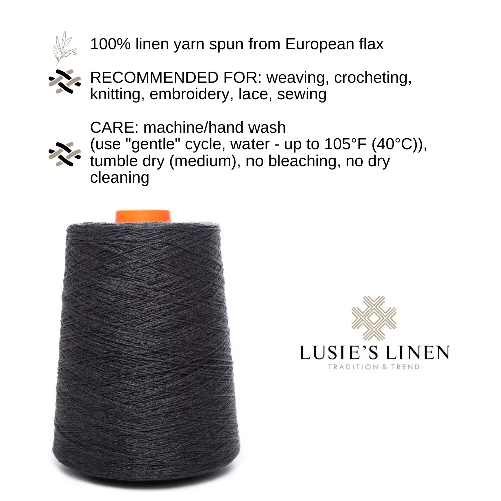 100% Linen Yarn - Black