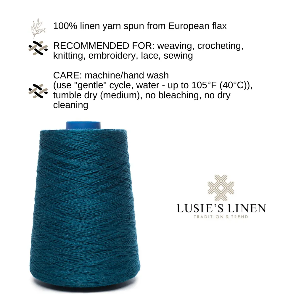100% Linen Yarn - Dark Turquoise