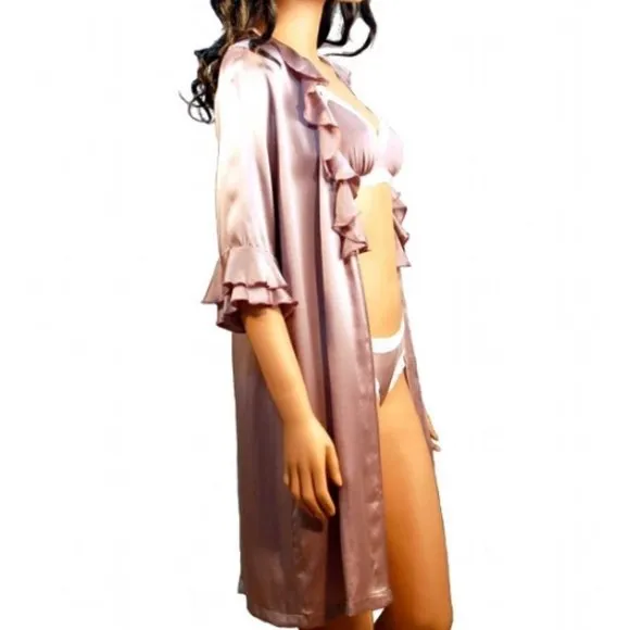 100% silk satin robe - Purple