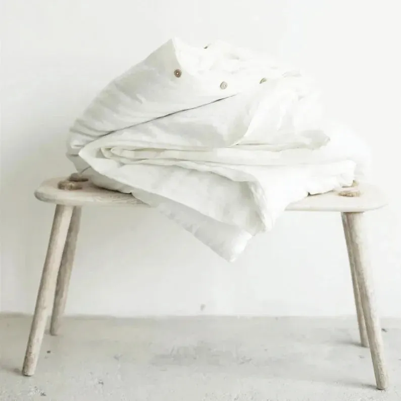 100% Washed Pure Linen Bedding Set - Bleach