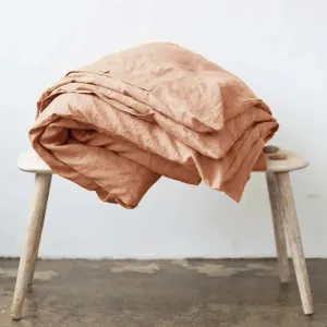 100% Washed Pure Linen Bedding Set - Milk Apricot