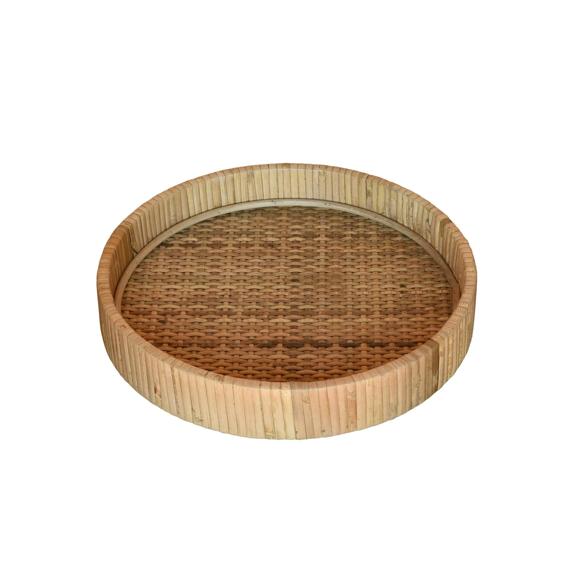 10" Natural Round Bamboo Handmade Serving Tray