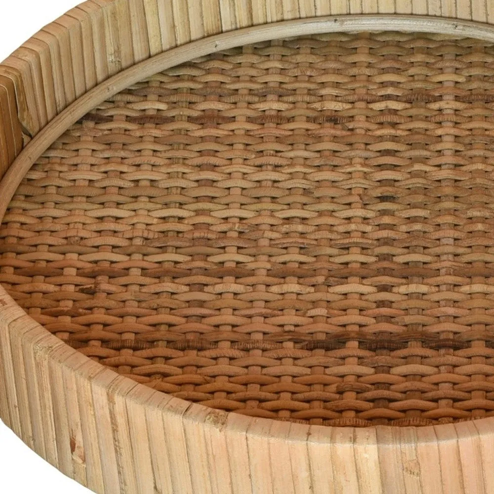 10" Natural Round Bamboo Handmade Serving Tray