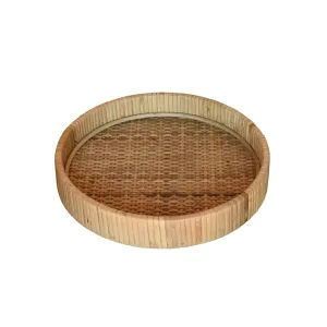 10" Natural Round Bamboo Handmade Serving Tray