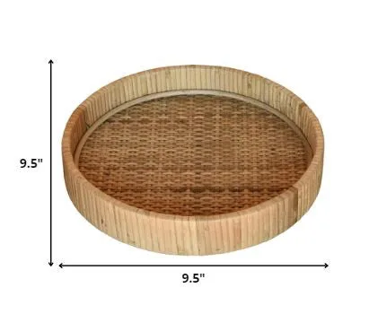 10" Natural Round Bamboo Handmade Serving Tray