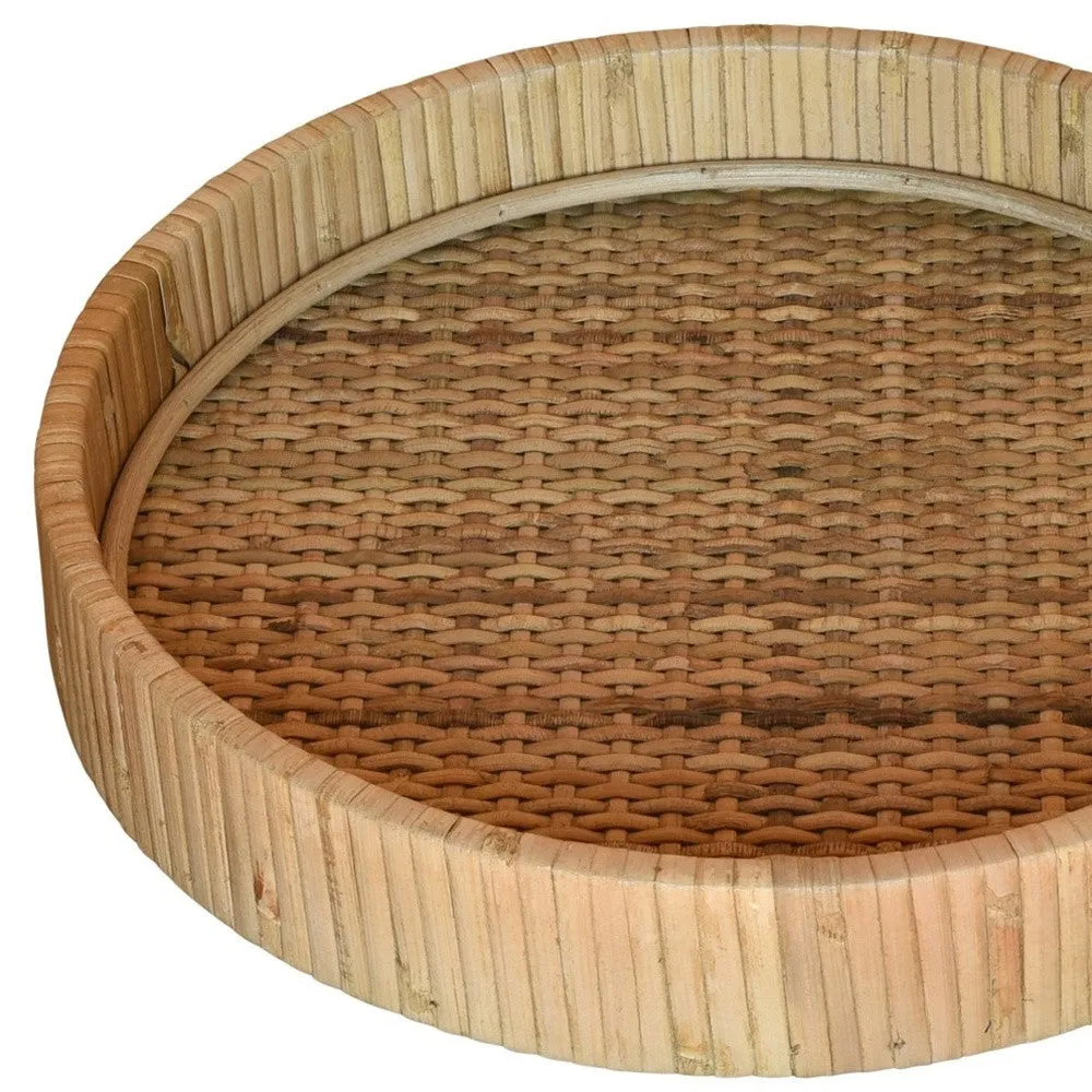 10" Natural Round Bamboo Handmade Serving Tray