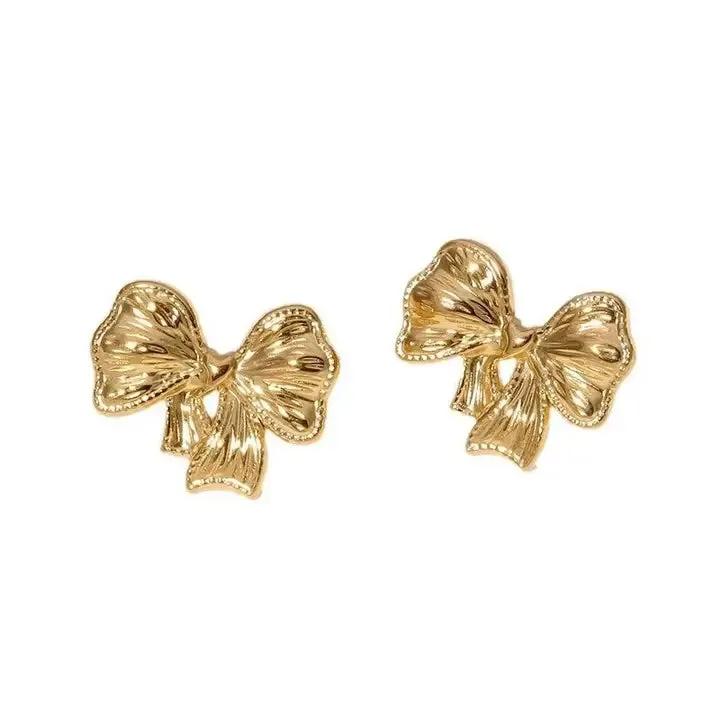 18K Stainless Steel Tarnish Free Bow Earrings