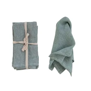 18" Square Stonewashed Linen Napkins, Set of 4 (Mint Color)