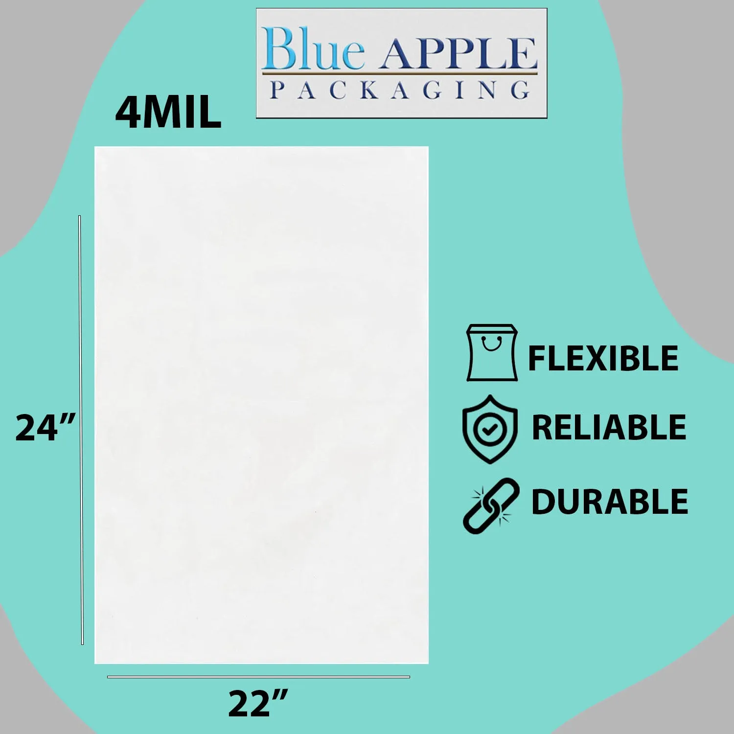 22X24 inches Clear Flat Poly Bags 4Mil Open Top (LDPE)