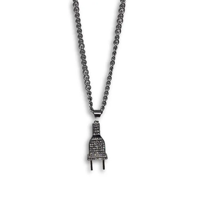 24IN 6MM WHITE STERLING STEEL CHAIN WITH PLUG PENDANT STL_068