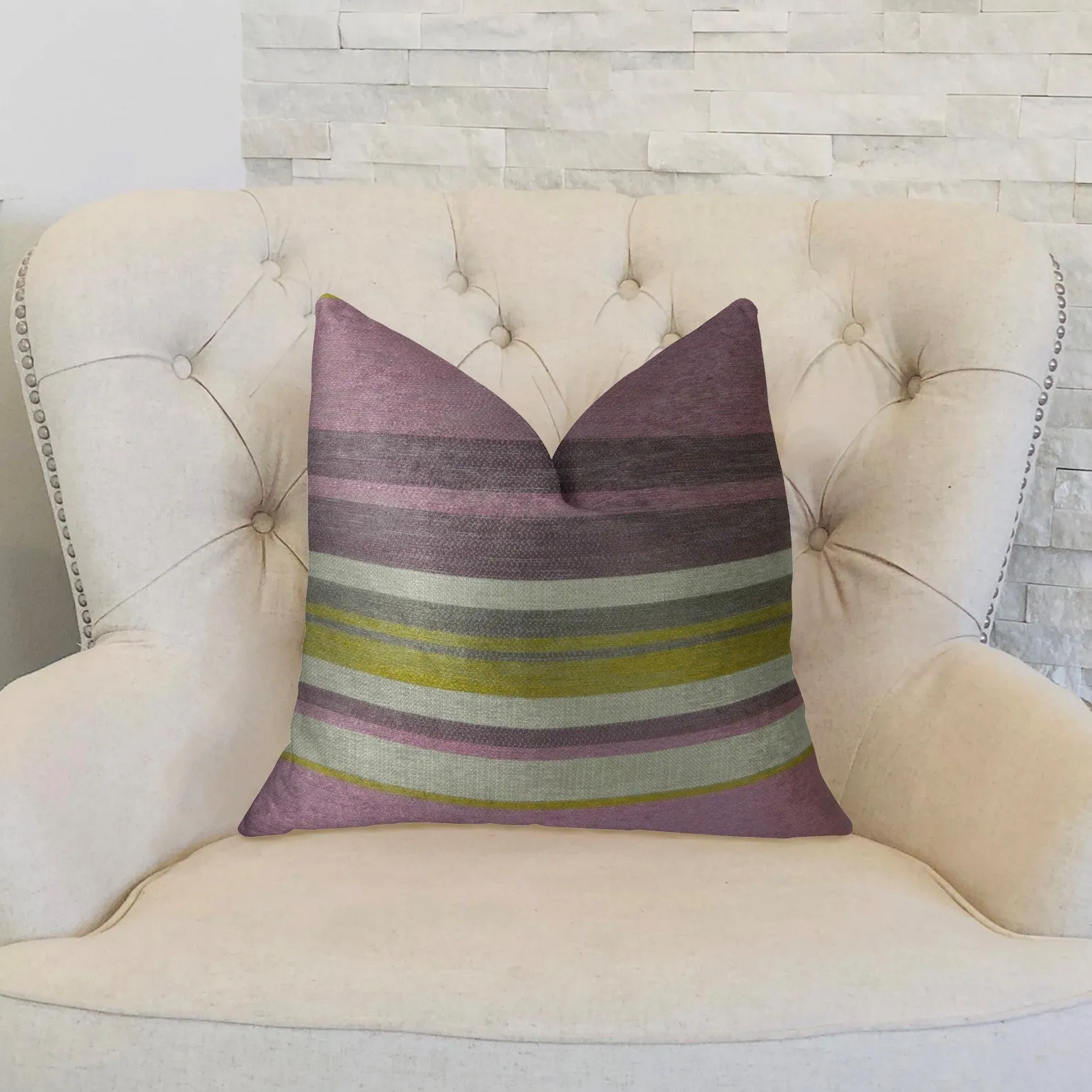 Acai Crush Berry Olive and Cream Handmade Luxury Pillow