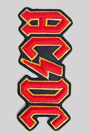 AC/DC Woven Patch: Cut Out 3D Logo Woven Design Motif Sew-On