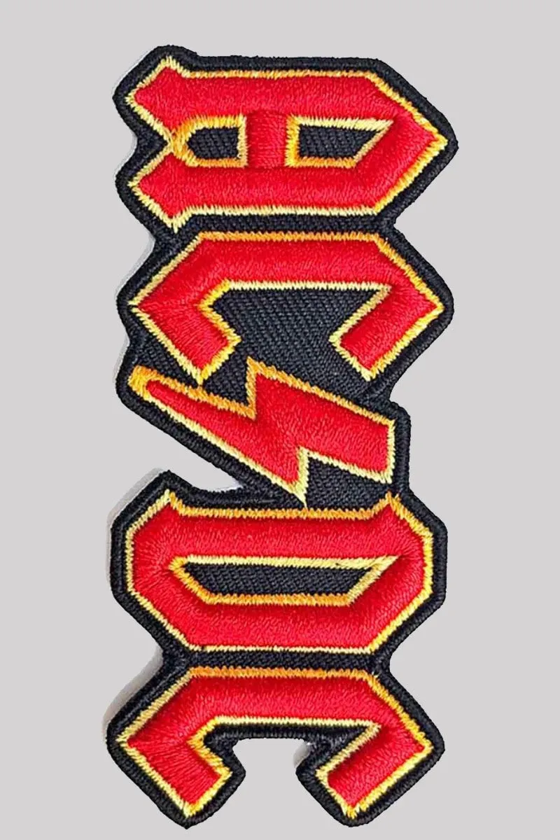 AC/DC Woven Patch: Cut Out 3D Logo Woven Design Motif Sew-On