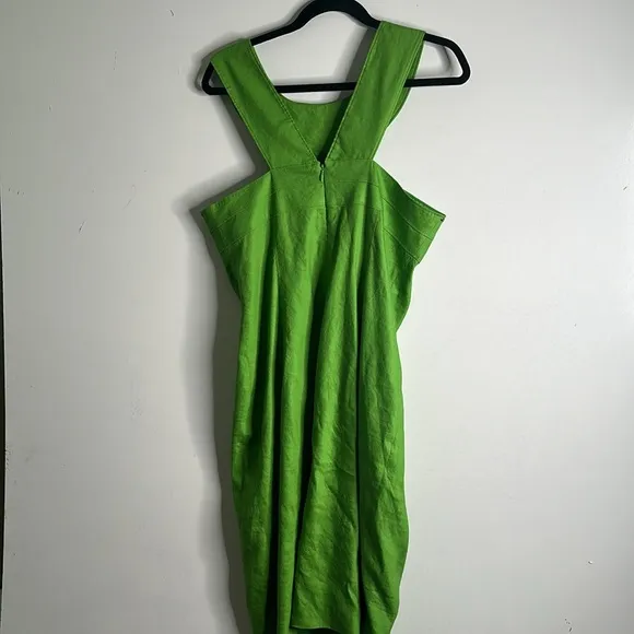 Adrianna papell linen blend knee length green dress size 14