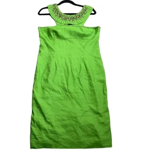 Adrianna papell linen blend knee length green dress size 14