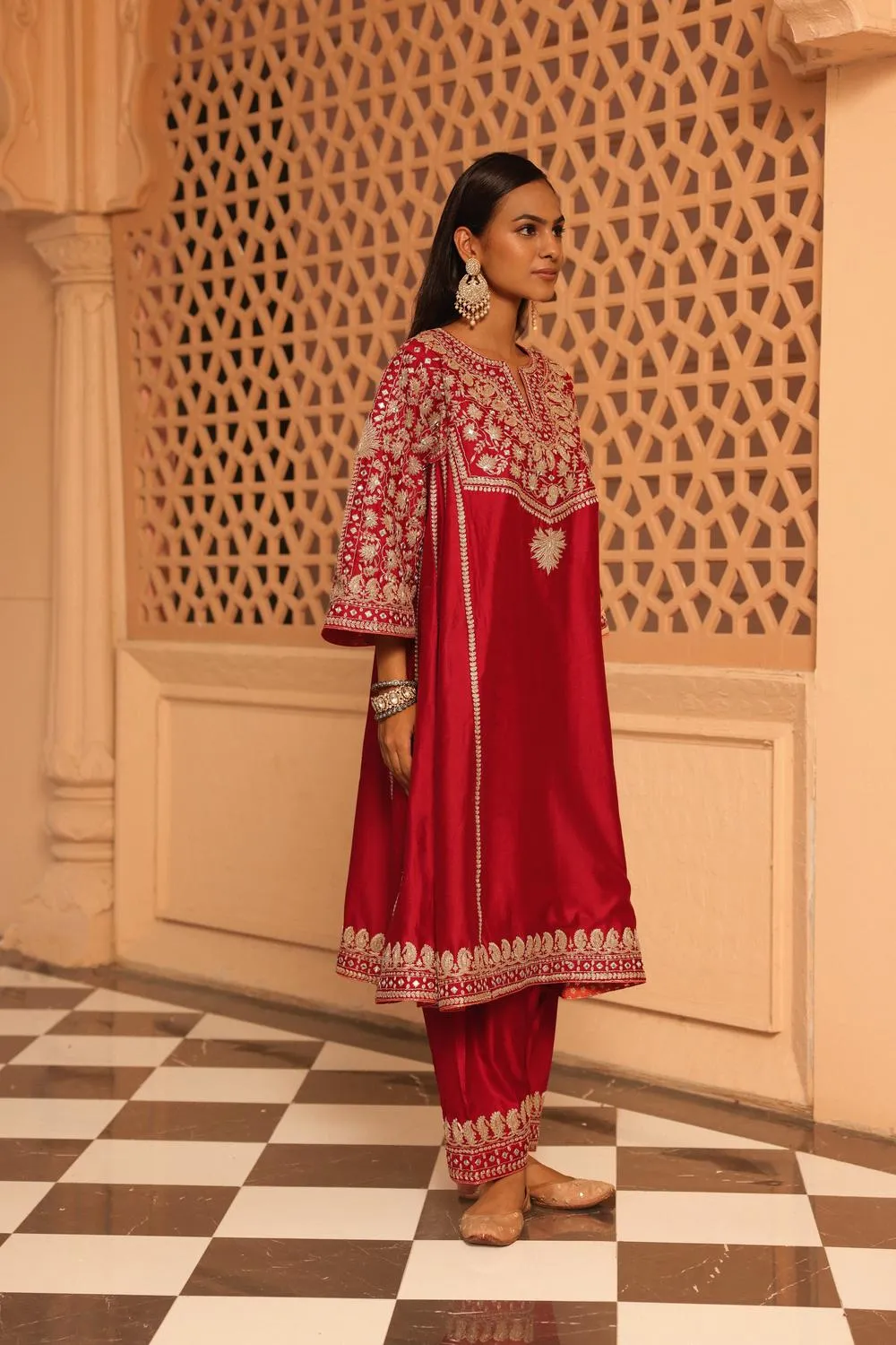 Aiman - Short Knee Length Chauga With Salwar And Odhni