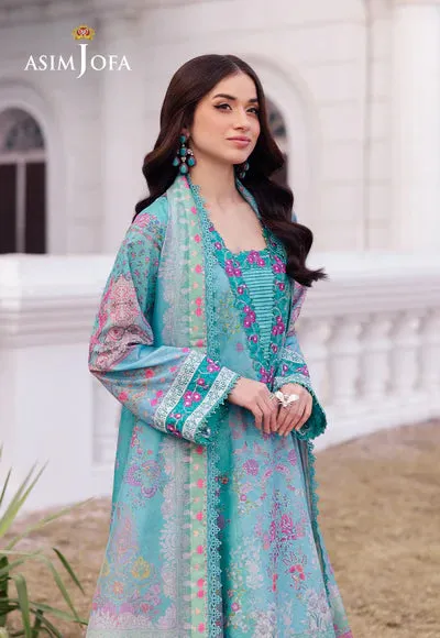 AJRS-04 PRINTED EMBROIDERED RAW SILK 3 PCS