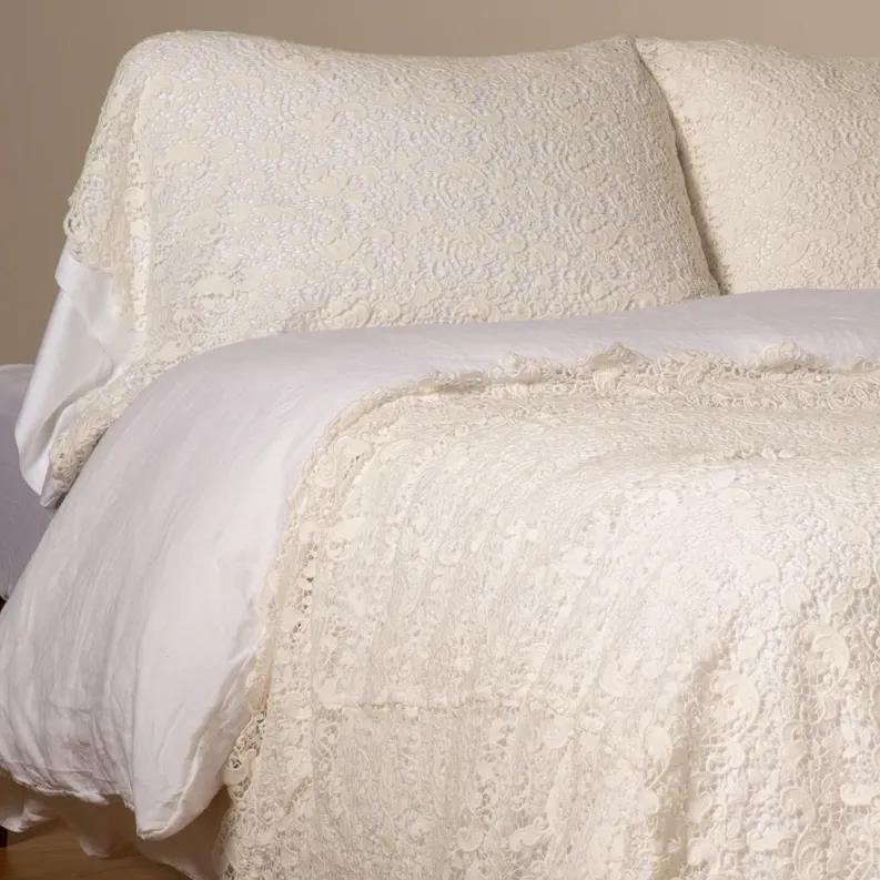 Allora Lace Pillowcase - Winter White - King