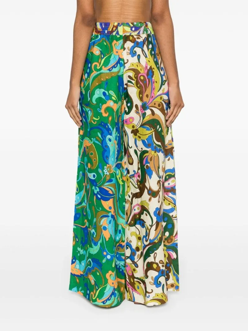 ALÉMAIS Green Yvette Paisley-Print Trousers