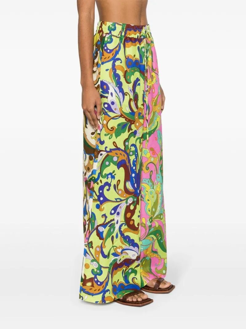 ALÉMAIS Green Yvette Paisley-Print Trousers