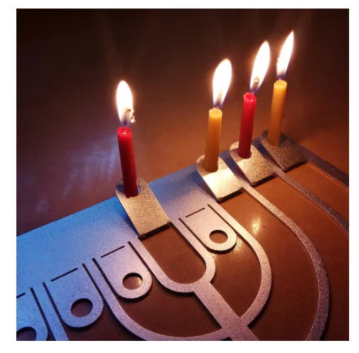 Aluminum Menorah Origami Geometric Sculpture