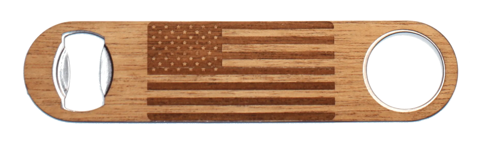 American Flag Wood Industrial Bottle Opener