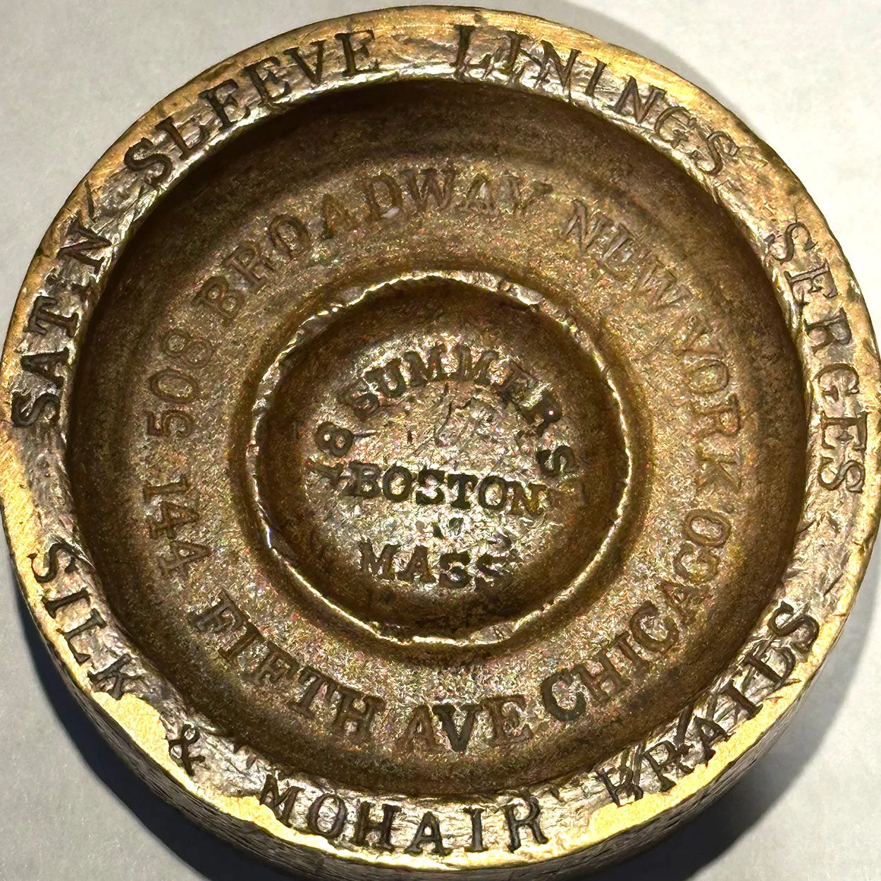 American William Skinner & Sons Cast Bronze Advertising Paperweight Indian Chief