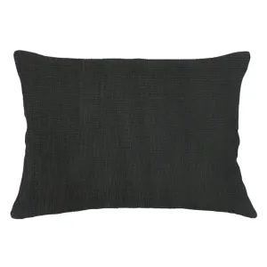 Anaya Home So Soft Linen Black Lumbar Pillow 14x20 With Down Insert