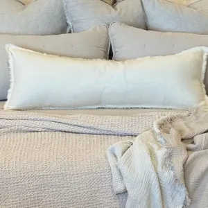 Anaya Home So Soft Linen Natural White Fringe Pillow 14 x 40 With Down Insert