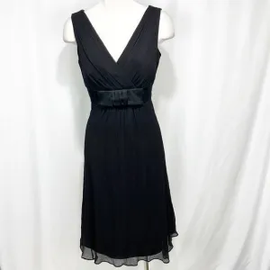 Ann Taylor V-Neck Black Silk Fit &amp; Flair Dress 4