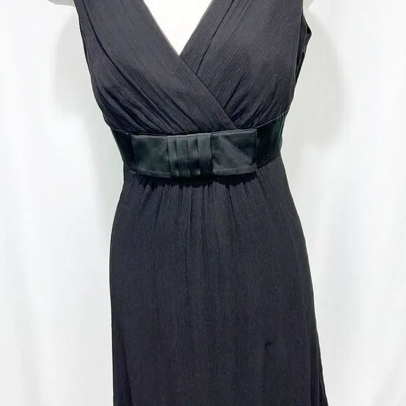 Ann Taylor V-Neck Black Silk Fit &amp; Flair Dress 4