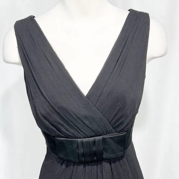 Ann Taylor V-Neck Black Silk Fit &amp; Flair Dress 4