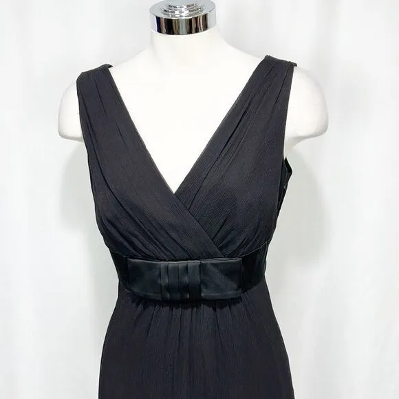 Ann Taylor V-Neck Black Silk Fit &amp; Flair Dress 4