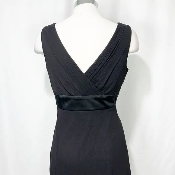 Ann Taylor V-Neck Black Silk Fit &amp; Flair Dress 4