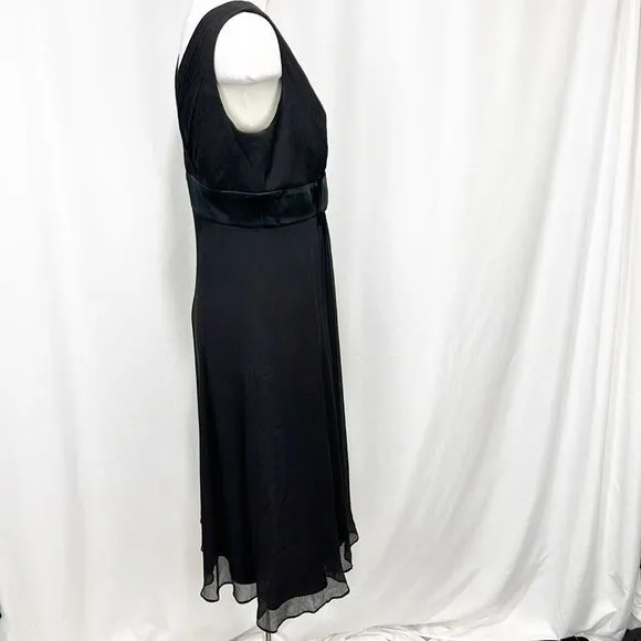 Ann Taylor V-Neck Black Silk Fit &amp; Flair Dress 4