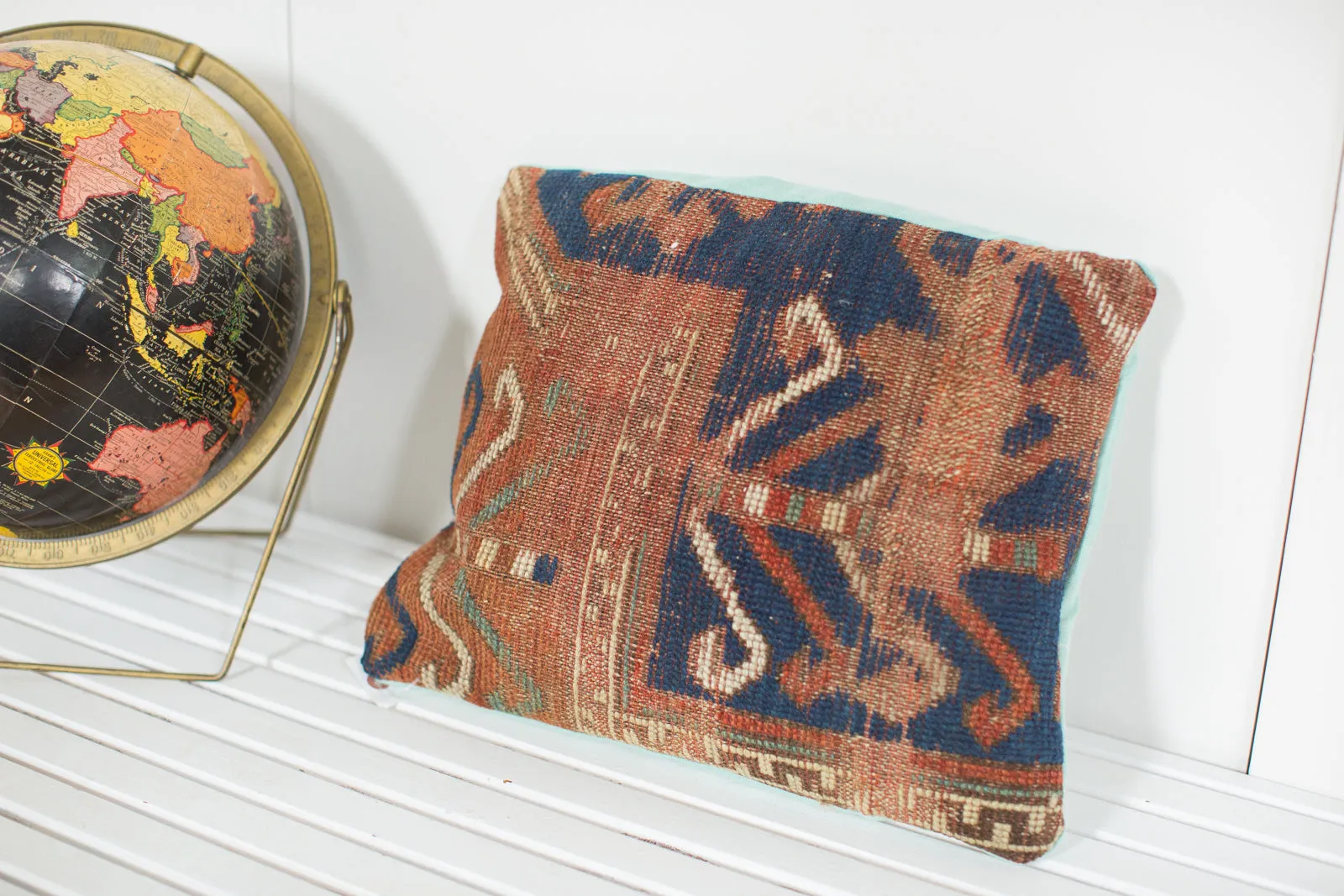Antique Kazak Rug Fragment Pillow
