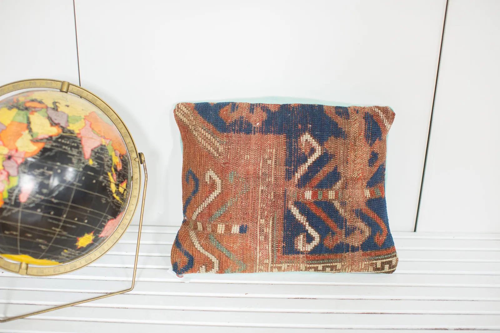 Antique Kazak Rug Fragment Pillow
