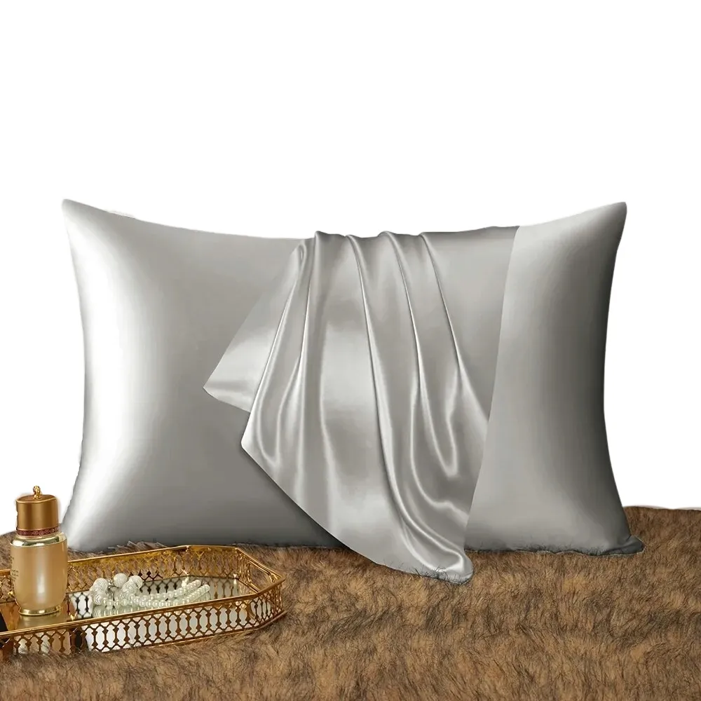 Anyhouz Pillowcase 50x90cm Light Gray Natural Mulberry Silk For Comfortable And Relaxing Home Bed - King Size