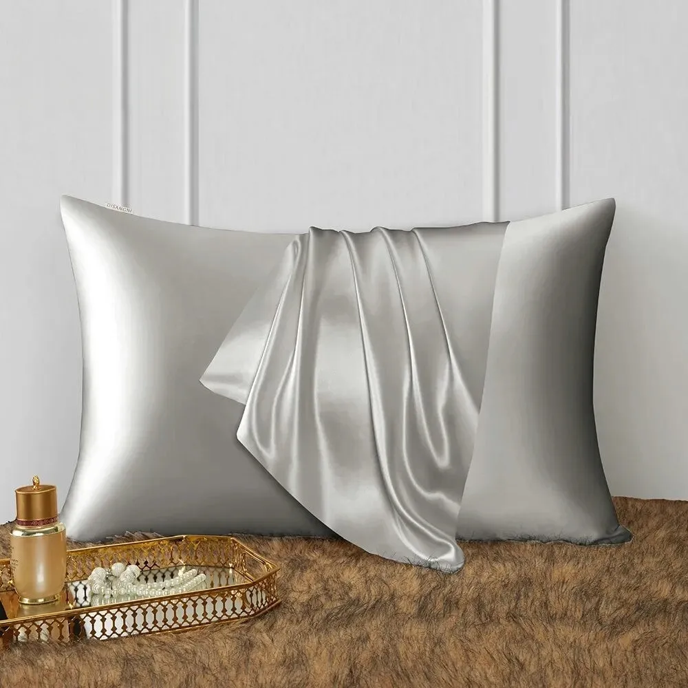 Anyhouz Pillowcase 50x90cm Light Gray Natural Mulberry Silk For Comfortable And Relaxing Home Bed - King Size