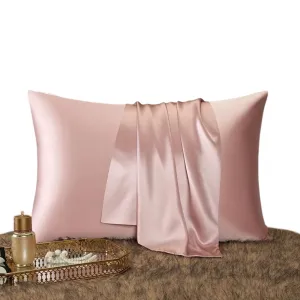 Anyhouz Pillowcase 50x90cm Pink Set with Eye Mask Natural Mulberry Silk for Comfortable and Relaxing Home Bed - King Size