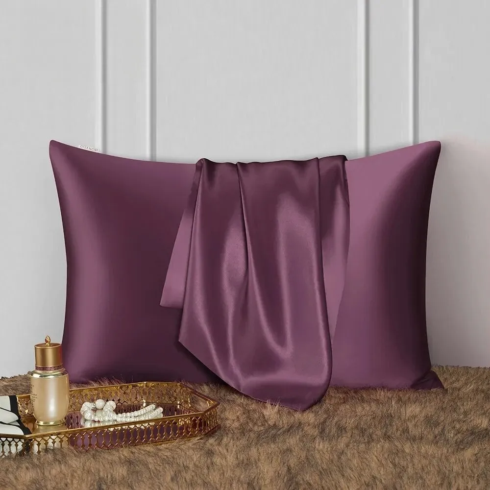 Anyhouz Pillowcase 50x90cm Purple Natural Mulberry Silk For Comfortable And Relaxing Home Bed - King Size