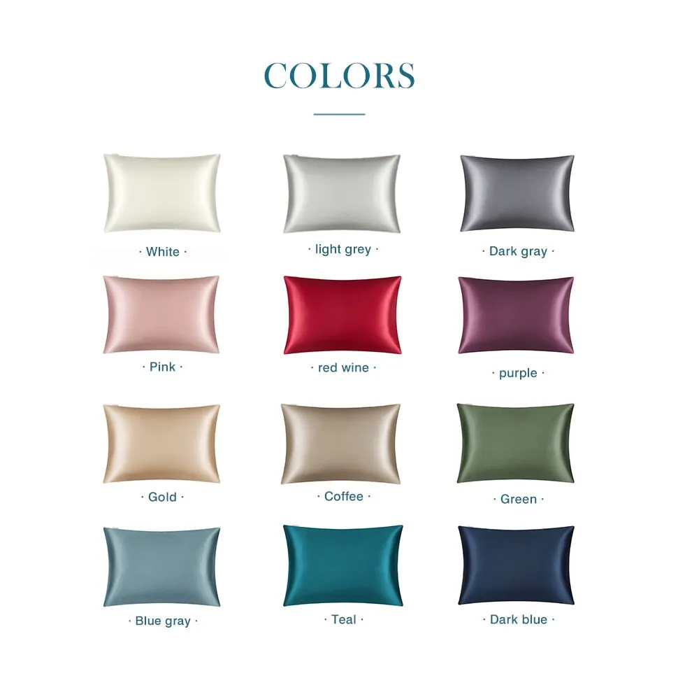 Anyhouz Pillowcase 51x66cm Blue Gray Natural Mulberry Silk For Comfortable And Relaxing Home Bed - Standard Size